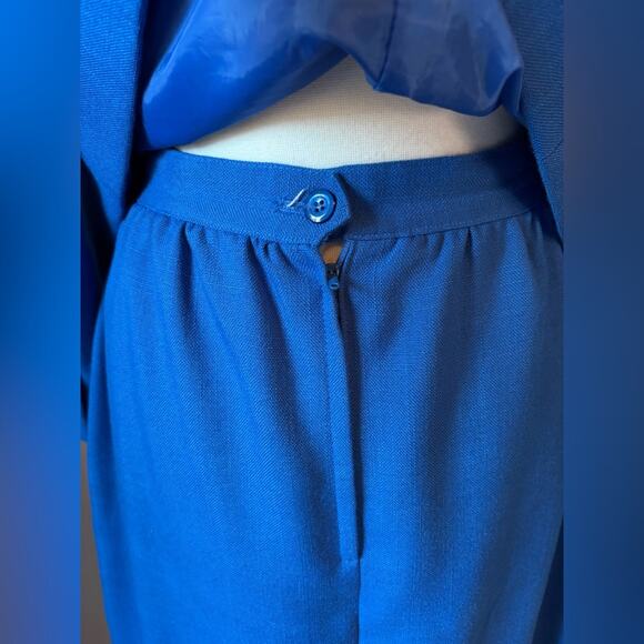 Executive Suite Women's 12 Cobalt Blue Vintage Skirt Blazer Two Piece Lined Set - Picture 7 of 10